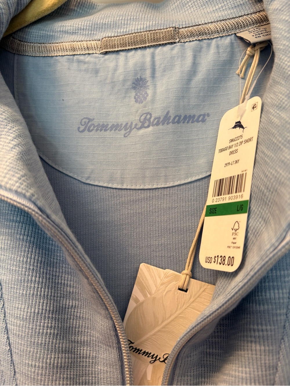 Tommy Bahama Sky Blue Short Zip Polo Dress - Picture 2 of 8